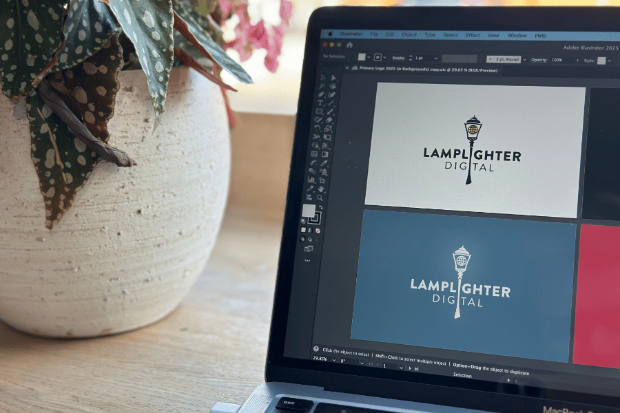 a computer screen showing a small business branding being designed