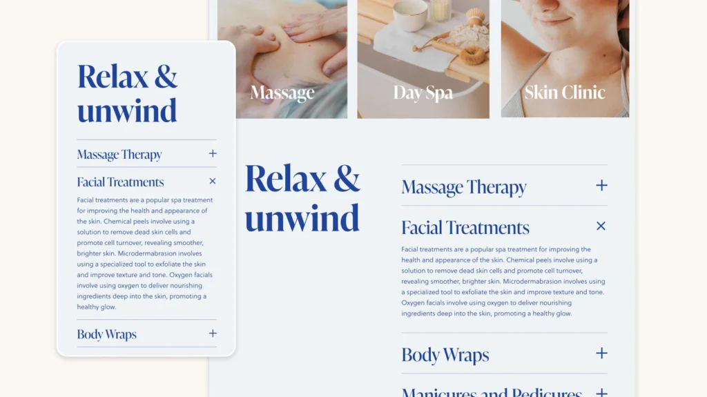 example of a website accordion